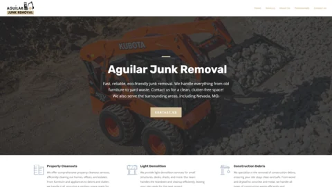 Original Aguilar Junk Removal website screenshot from YANO portfolio