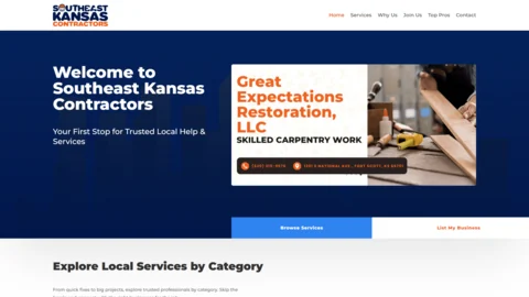 Original SEK Contractors website screenshot from YANO portfolio